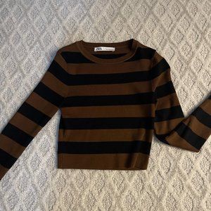 Zara Striped Brown And Black